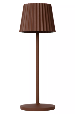 Lucide Justine - draadloze buiten tafellamp met laadstation - Ø 13,5 x 38 cm - 2W dimbare LED incl. - IP54 - roest bruin
