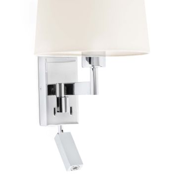 Faro Artis - wandverlichting met schakelaar - 21,5 x 19 x 16 cm - 1W LED incl. - wit en chroom