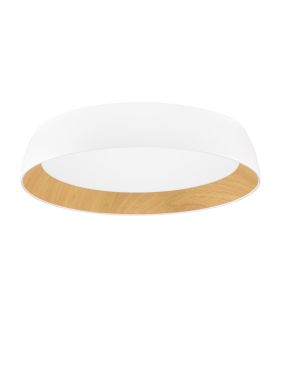 Nova Luce Sigi - plafondlamp - Ø 60 x 12 cm - 50W dimbare LED incl. - zandwit en hout