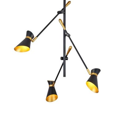 Searchlight Diablo - plafondverlichting - 65 x 55 x 69 cm - 3 x 4W LED incl. - mat zwart en glanzend goud