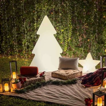 New Garden Pinus 160 - oplaadbare vloerlamp op zonne-energie - 118 x 160 x 45 cm - 1,5W RGB LED incl. - IP65 - wit