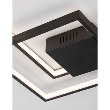 Nova Luce Porto - plafondverlichting - 42,5 x 42,5 x 6 cm - 30W dimbare LED incl. - zand zwart