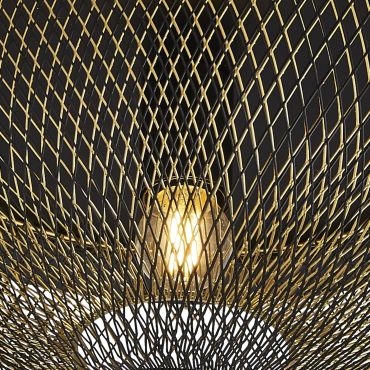 Searchlight Honeycomb - plafondverlichting - Ø 40 x 21 cm - mat zwart en goud