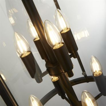 Searchlight Lantern Grande - hanglamp - Ø 43 x 150 cm - zwart