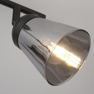 Searchlight Mega - opbouwspot 2L - 50 x 20 cm - zwart en gerookt glas