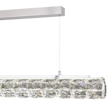 Searchlight Remy - hanglamp - 91 x 11 x 150 cm - 32W dimbare LED incl. - chroom en transparant