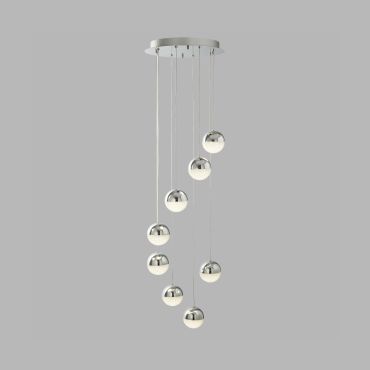 Searchlight Marbles - hanglamp - Ø 35 x 155 cm - 8 x 5W dimbare LED incl. - chroom