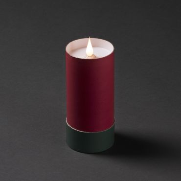 Konstsmide - decoratieve papieren LED kaars op batterij - Ø 7 x 15,5 cm - rood