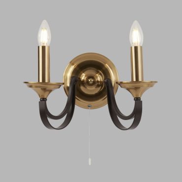 Searchlight Belfry - wandverlichting met trekschakelaar - 33 x 21 cm - donker brons