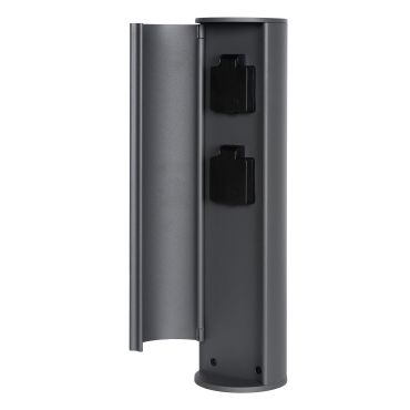 Lucide Powerpoint - paaltje met stopcontacten - 10 x 10 x 40 cm - IP44 - antraciet - 2 zijdelingse stopcontacten (Nederlandse versie)