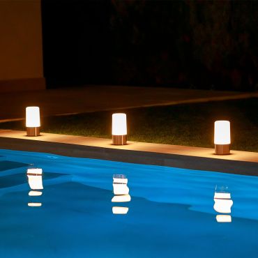 New Garden Maia - oplaadbare tafellamp - Ø9 x 19 cm - 1W LED incl. - IP44 - messing