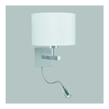 Searchlight Wall - wandverlichting met dubbele schakelaar - 20 x 25 cm - 1W LED incl. - satijn zilver