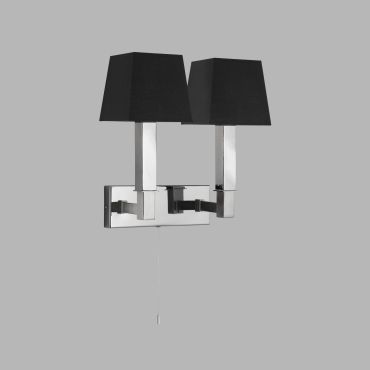 Searchlight Buckingham - wandverlichting met trekschakelaar - 23 x 21 cm - zwart
