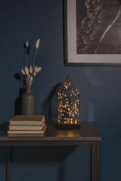 Konstsmide - decoratief glazen huisje - 11 x 11 x 24,5 cm - zwart