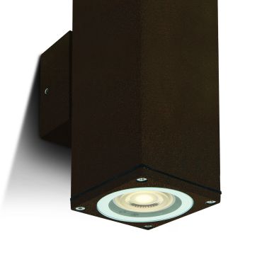 ONE Light GU10 Outdoor Cubes - buiten wandverlichting - 6,3 x 6,3 x 19,6 cm - IP54 - roest bruin