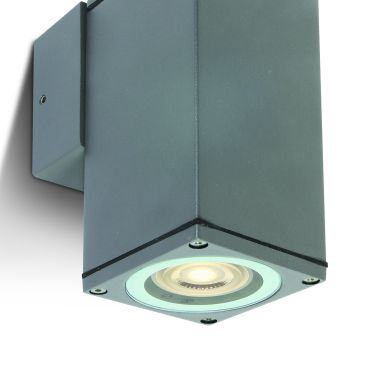 ONE Light GU10 Outdoor Cubes - buiten wandverlichting - 6,3 x 6,3 x 13,5 cm - IP54 - grijs