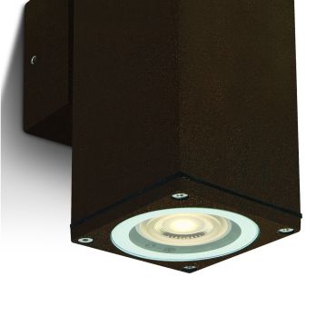 ONE Light GU10 Outdoor Cubes - buiten wandverlichting - 6,3 x 6,3 x 13,5 cm - IP54 - roest bruin