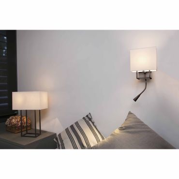 Faro Vesper - wandverlichting met schakelaar - 22 x 15 x 45 cm - 1W LED incl. - bruin en beige