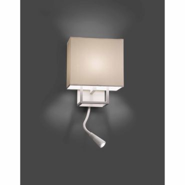 Faro Vesper - wandverlichting met schakelaar - 22 x 15 x 45 cm - 1W LED incl. - wit en beige