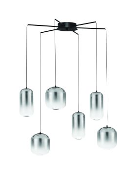 Nova Luce Aelia - hanglamp - Ø 72 x 145 cm - 25W dimbare LED incl. - mat zwart en rokerig grijs