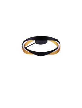 Nova Luce Radon - plafondlamp - Ø 45 x 13 cm - 40W dimbare LED incl. - mat zwart en goud