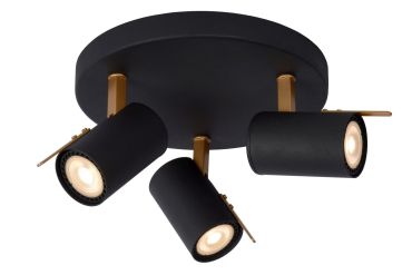 Lucide Grony - opbouwspot - Ø 23 x 15 cm - 3 x 5W dimbare LED incl. - zwart
