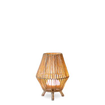 New Garden Sisine - tafellamp met oplaadbare lichtbron en afstandsbediening - Ø 25,5 x 32,5 cm - 9W dimbare LED incl. - IP54 - bruin