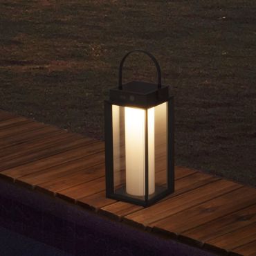 Nova Luce Verhal - draagbare tafellamp op zonne-energie met USB-poort - 16 x 47,5 x 16 cm - 2W dimbare LED incl. -  IP54 - donker antraciet