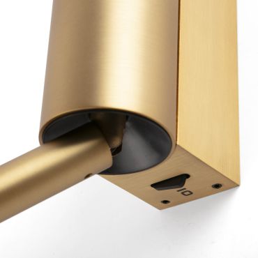 Faro Dante - wandverlichting met leeslampje - 24 x 5 x 8 cm - 5W+3W LED incl. - goud