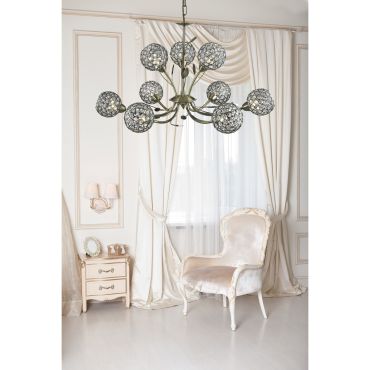 Searchlight Bellis II - hanglamp - Ø 68 x 91 cm - antiek messing