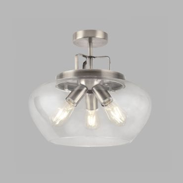 Searchlight Boule - plafondverlichting - Ø 40 x 36 cm - satijn zilver