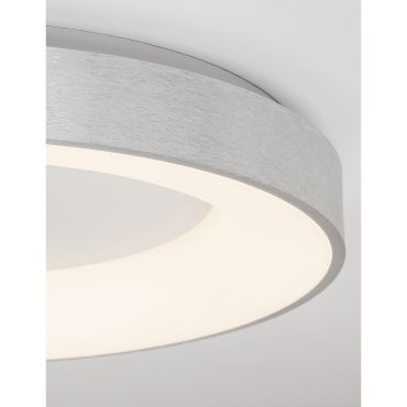 Nova Luce Rando Thin - plafondverlichting - Ø 60 x 9 cm - 50W dimbare LED incl. - geborsteld zilver