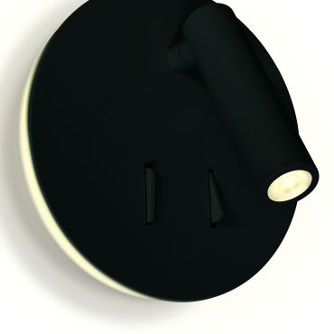ONE Light Dark Light Cylinders - wandspot met schakelaar - Ø 14,8 x 3,2 cm - 3W + 5W LED incl. - zwart
