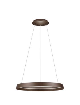 Nova Luce Ormi - hanglamp - Ø 60 x 150 cm - 52W dimbare LED incl. - geborsteld koffiebruin