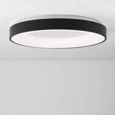 Nova Luce Rando Thin - plafondverlichting - Ø 60 x 9 cm - 50W dimbare LED incl. - zand zwart - warm witte lichtkleur