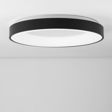 Nova Luce Rando Thin - plafondverlichting - Ø 60 x 9 cm - 50W dimbare LED incl. - zand zwart - witte lichtkleur