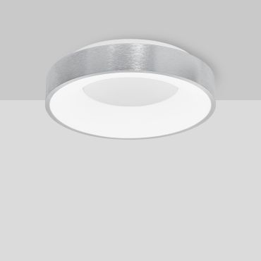 Nova Luce Rando Thin - plafondverlichting - Ø 38 x 9 cm - 30W dimbare LED incl. - geborsteld zilver