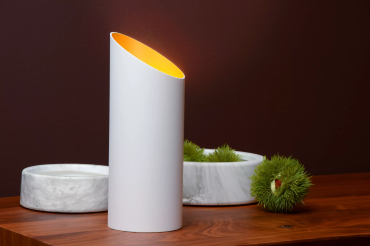 SHOWROOMMODEL - Lucide Quirijn - tafellamp - Ø 9,6 x 25 cm - wit en messing