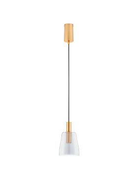 Nova Luce Imatia - hanglamp - Ø 14,5 x 215 cm - 7W LED incl. - messing goud en rokerig glas