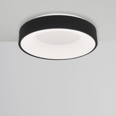 Nova Luce Rando Thin - plafondverlichting - Ø 38 x 9 cm - 30W dimbare LED incl. - zand zwart