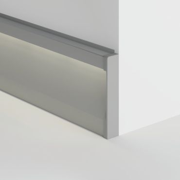 KLUS Olis - aluminium plint profiel - 1,4 x 8 cm - geanodiseerd zilver