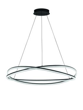 Nova Luce Ofelia - hanglamp met afstandsbediening - Ø 95 x 150 cm - 68W dimbare LED incl. - zandzwart