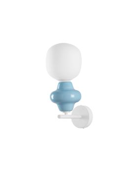 Nova Luce Clio - wandlamp - Ø 15 x 37 cm - blauw en opaalglas