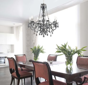 Searchlight Marie Therese - luster - Ø 74 x 150 cm - houtskool grijs