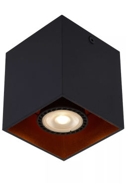 Lucide Bido - opbouwspot - 8,3 x 8,3 x 9,5 cm - zwart en messing