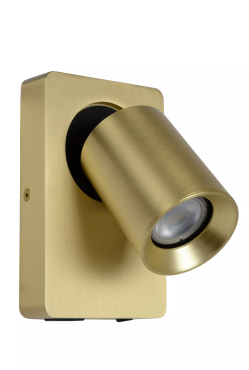 Lucide Nigel - wandverlichting met schakelaar en USB-poort - 16 x 10 x 11,8 cm - 5W dimbare LED incl. - mat goud