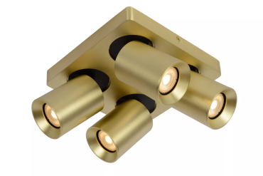 Lucide Nigel - opbouwspot - 20 x 20 x 11,5 cm - 4 x 5W dimbare LED incl. - dim to warm - goud