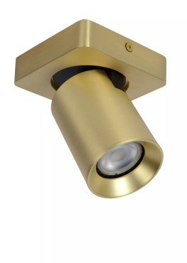 Lucide Nigel - opbouwspot - 10 x 10 x 11,3 cm - 5W dimbare LED incl. - dim to warm - mat goud