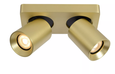 Lucide Nigel - opbouwspot - 20 x 10 x 11,5 cm - 2 x 5W dimbare LED incl. - dim to warm - mat goud