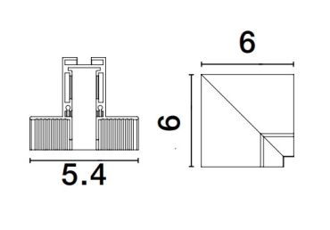 Nova Luce Ultra Slim - trimless inbouw magnetische rail - verticale 90 graden connector - 6 x 6 cm - zwart